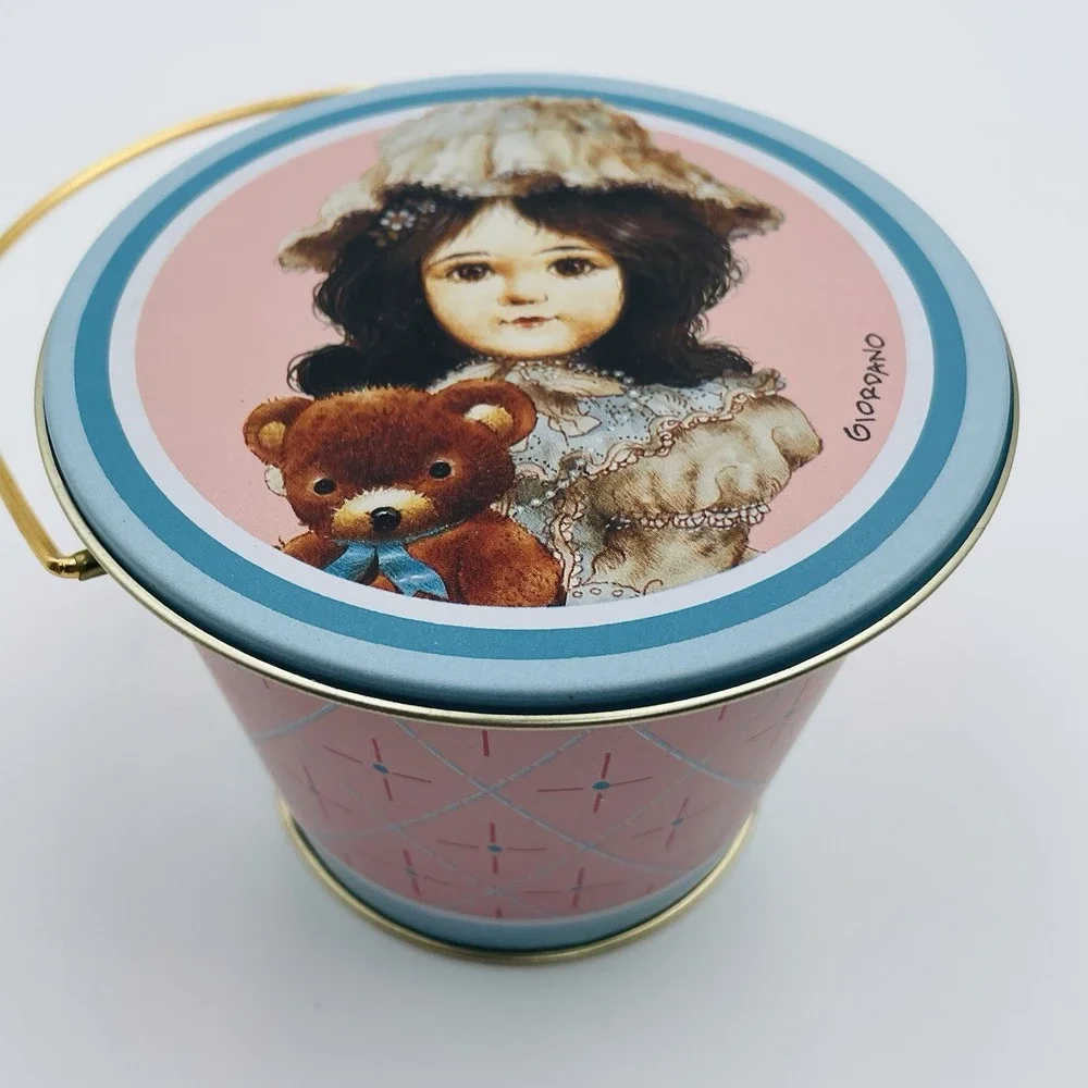 Vintage 1987‎ Giordano Art Ltd Victoria H3845 Metal Pail Tin Teddy Bear Bucket